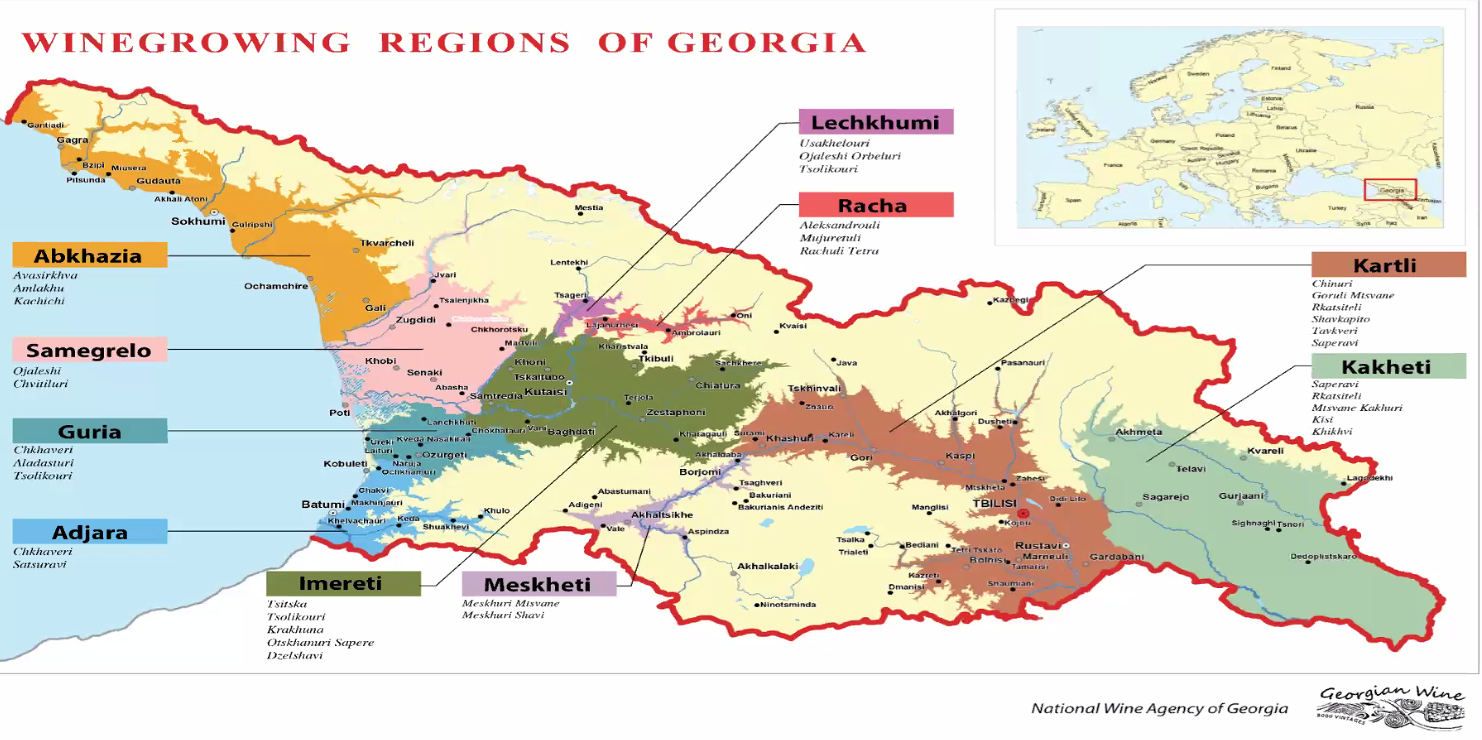 Georgian wine regions Map of Georgian wine regions